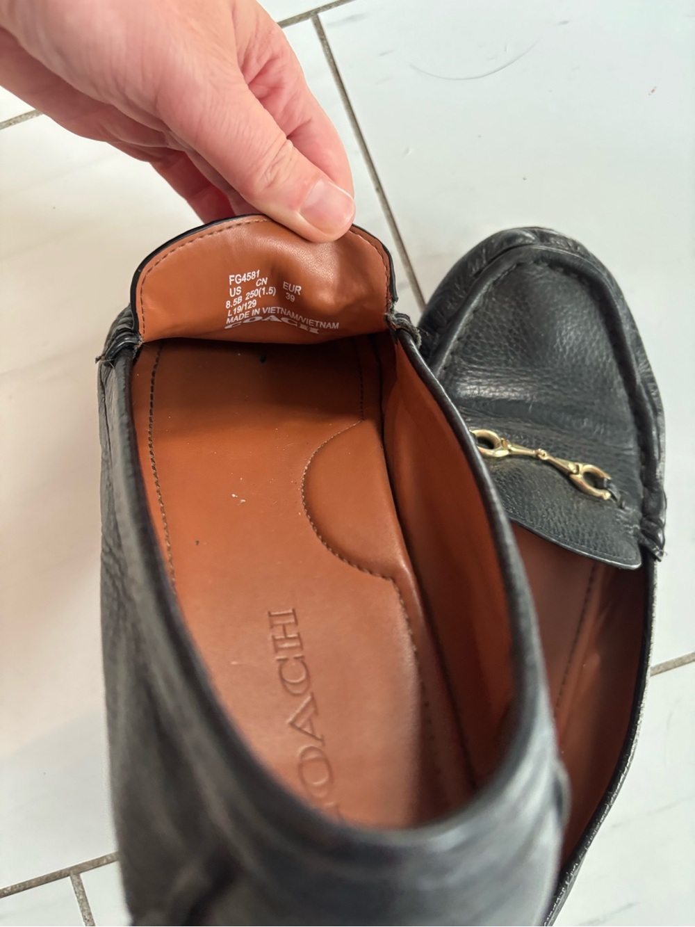 Coach Black Leather Horsebit Loafers with Gold Hardware - Picture 4 of 6